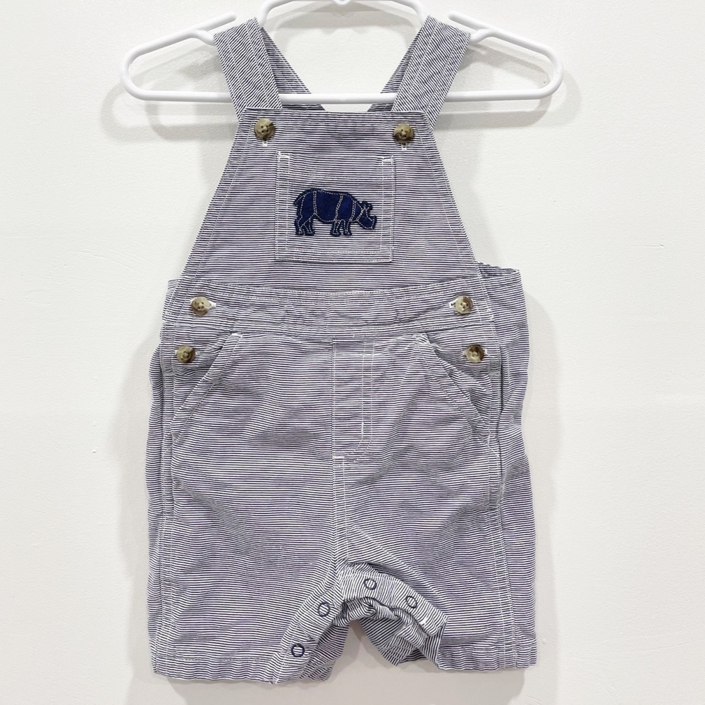 Janie And Jack Stripe Cotton Overall Shortalls Size 3-6 month